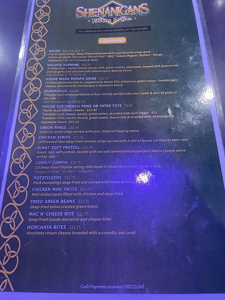 Shenanigans Kitchen & Bar Menu image 1